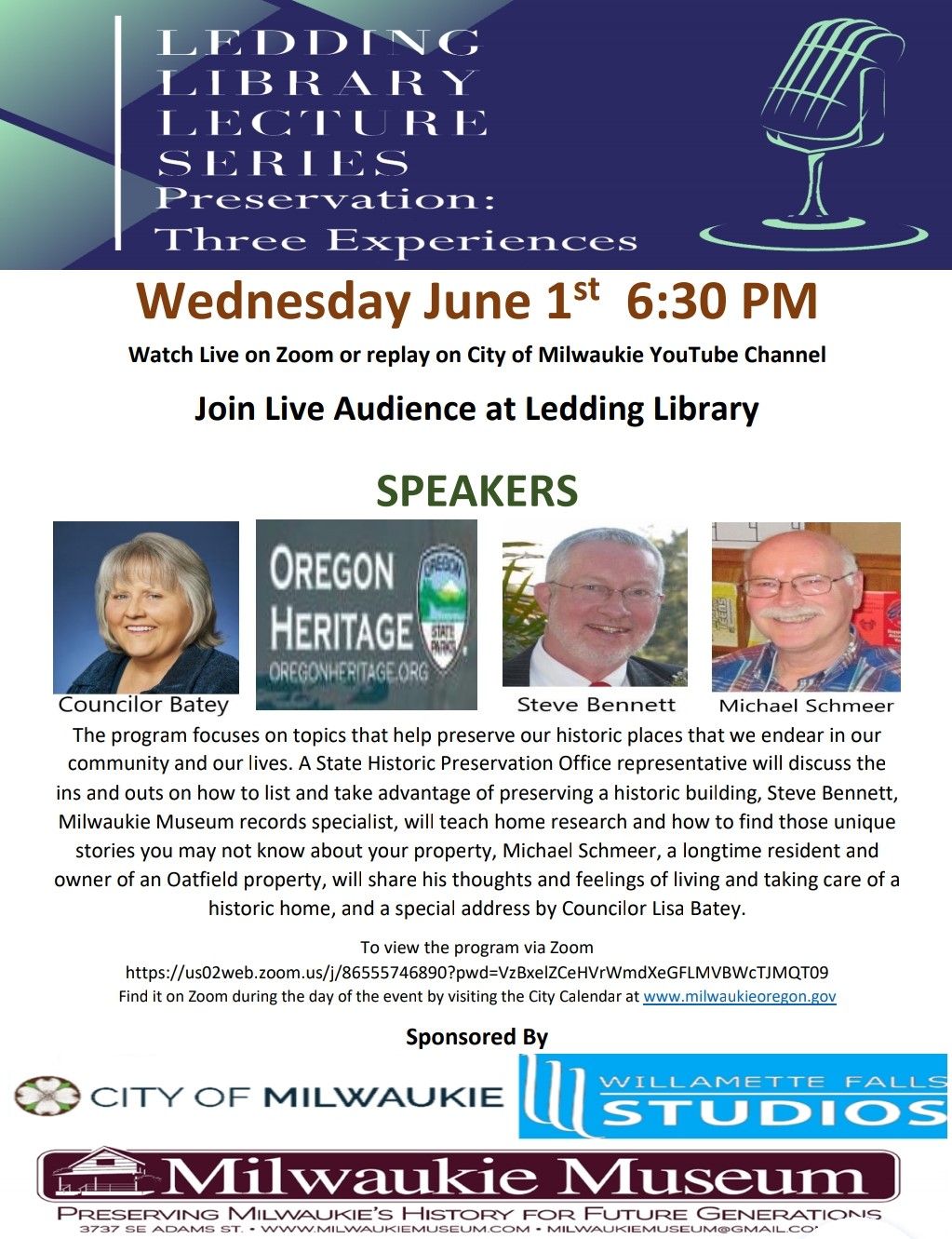 Save The Date Ledding Library Lecture Series On June 1st Oak Lodge 