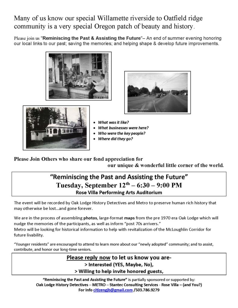 Flyer for the "Reminiscing the Past and Assisting the Future" Event